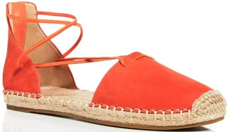 Eileen Fisher Lace Espadrilles Leather Sandals Closed Toe Tangelo Orange 6