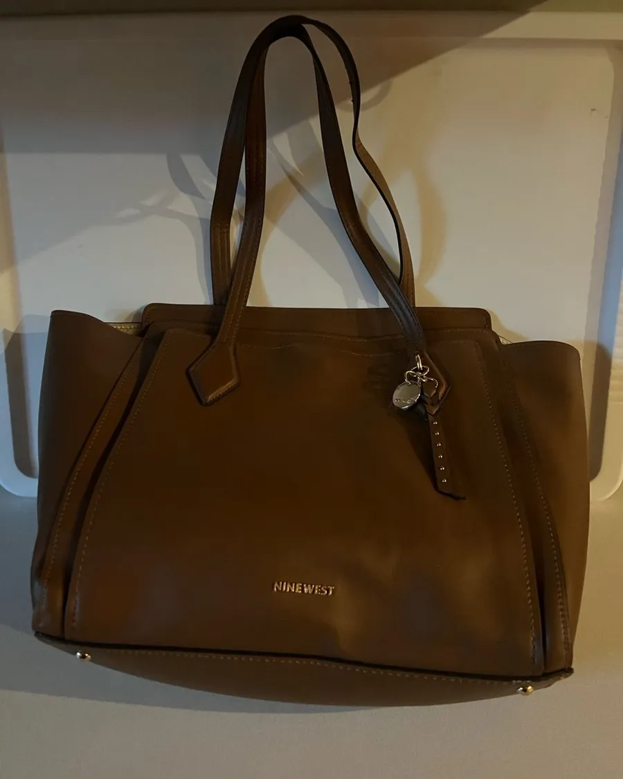 Nine West Cognac Brown Structured Tote