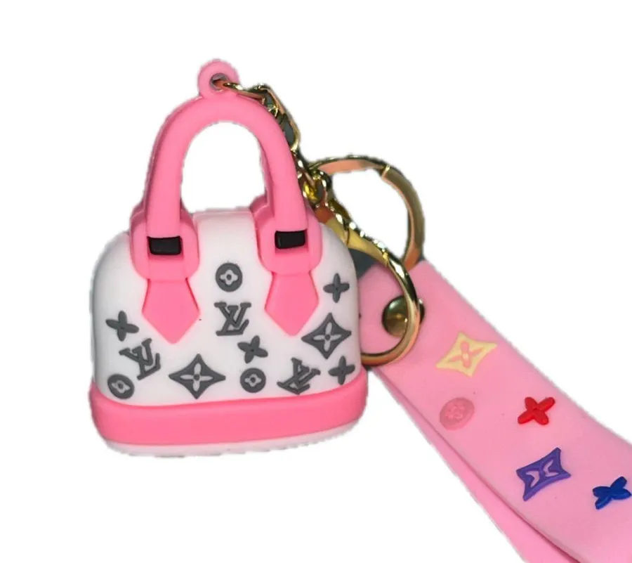 New 3D PVC Fashion Bag Keychain Charm Pink