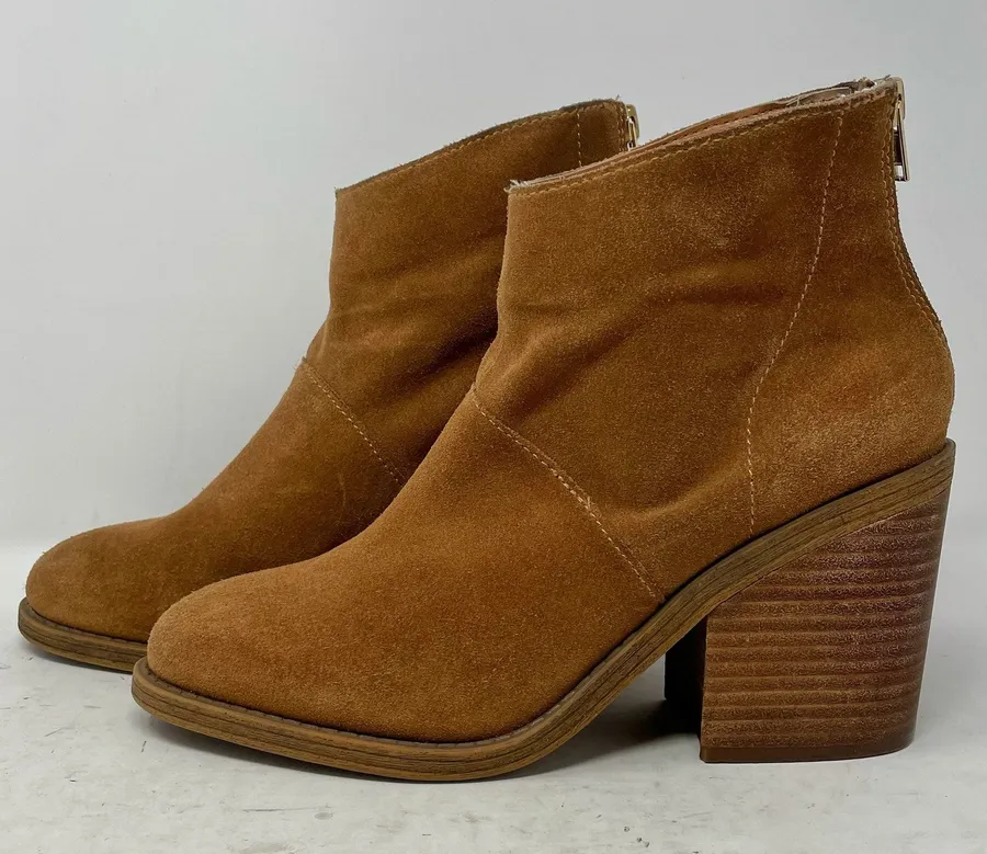 Steve Madden Brown Suede Shrines Heeled Booties Womens Size 9