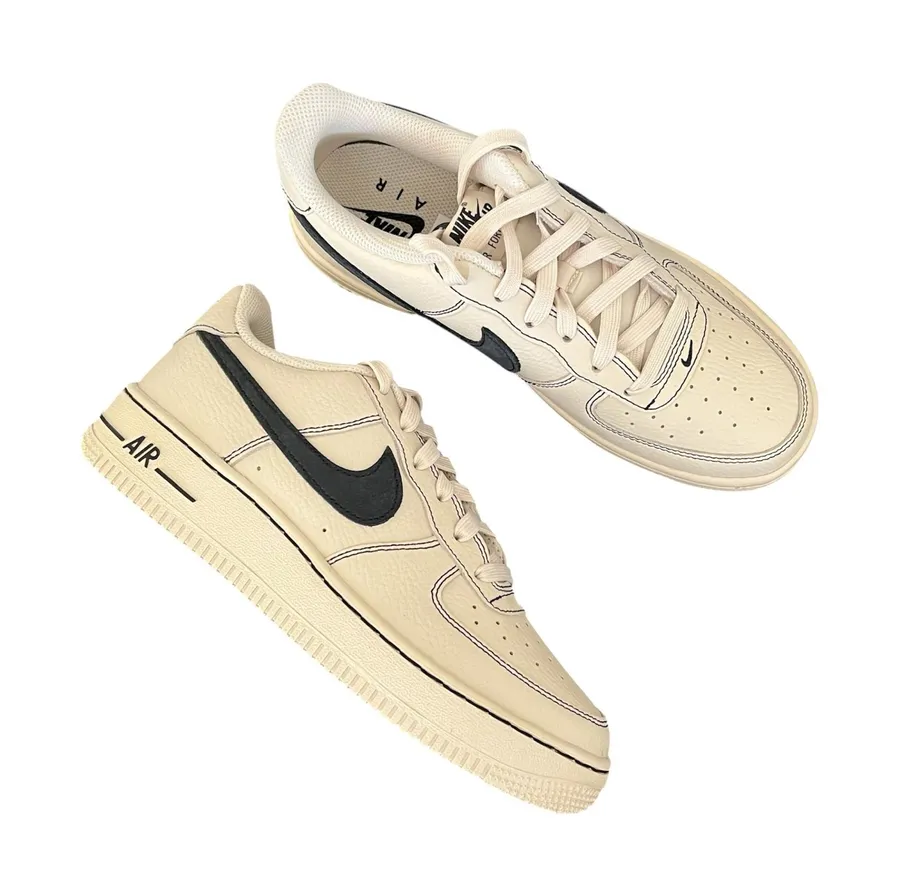 New NIKE Air Force 1 LV8 4 GS Light Khaki Black