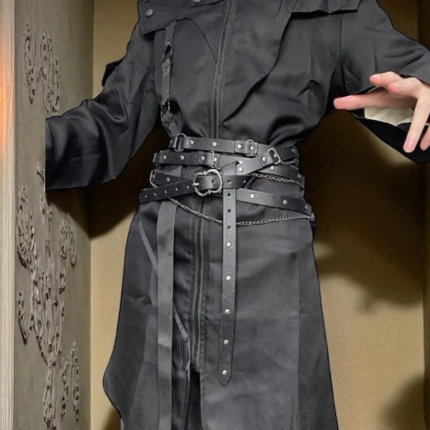 Mens Women’s Unisex Wrap around Renaissance Belt Black