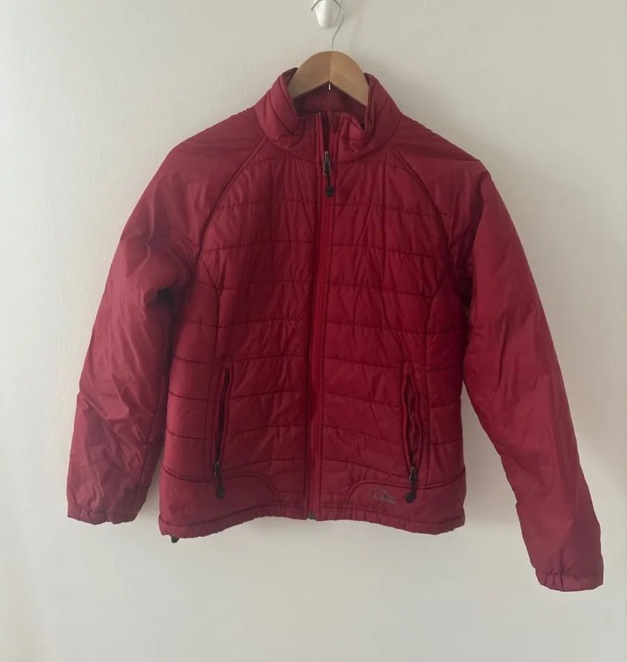 L.L.Bean Womens XS Red Puffer Jacket Insulated Lightweight Quilted Full Zip