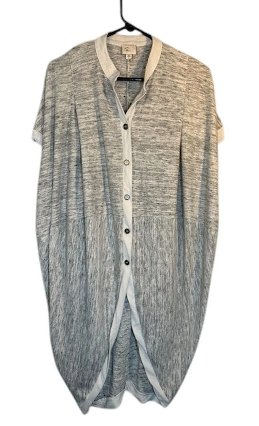STCL by Anthropologie Women’s Gray White Short Sleeve Button Down Jacket Sz Med