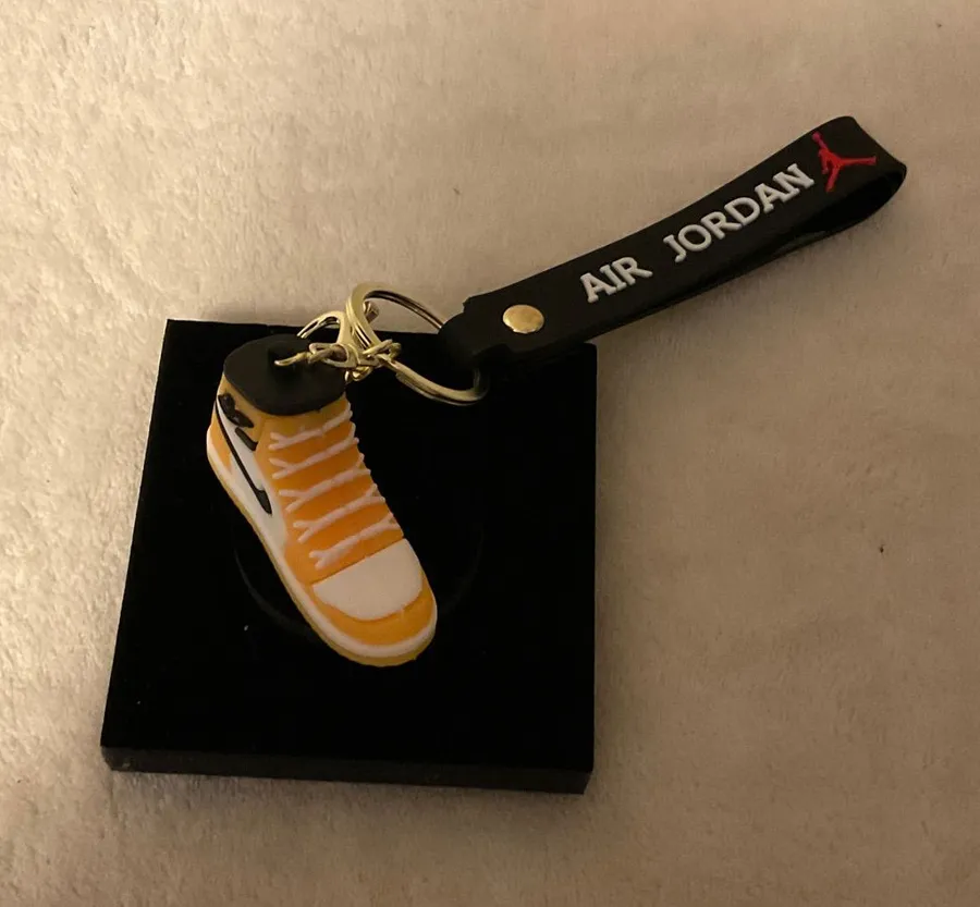 Jordan Yellow Sneaker Keyring with Black Branded Strap