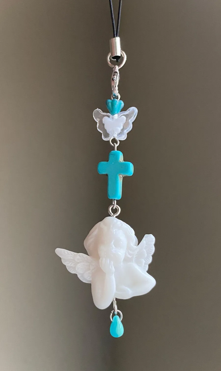 aesthetic Kawaii fairy vintage antique goth style angel/cherub phone strap/bag charm/keychain/display👼🩵