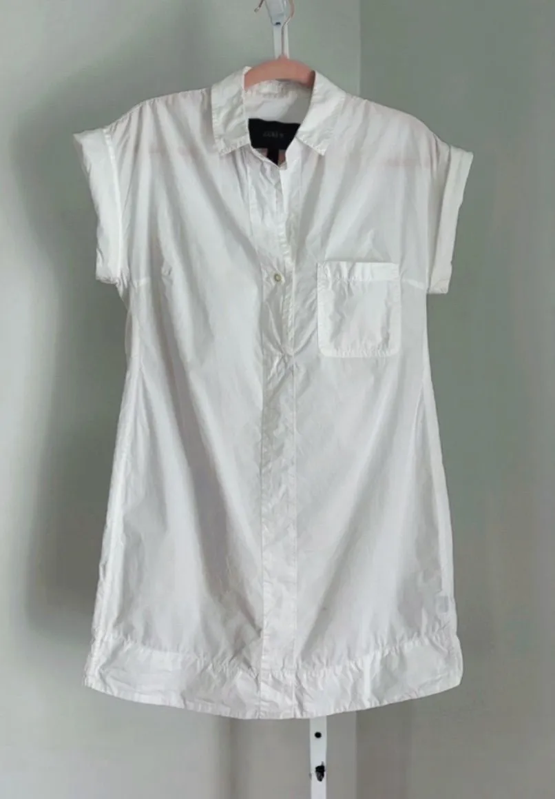 J Crew White Button-Up Poplin Shirt Dress Size S Minidress Classic Versatile