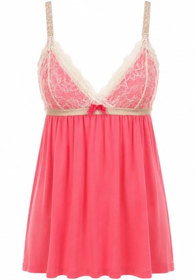Cynthia Rowley Pink Lace Babydoll Camisole Lingerie Top – Size Small