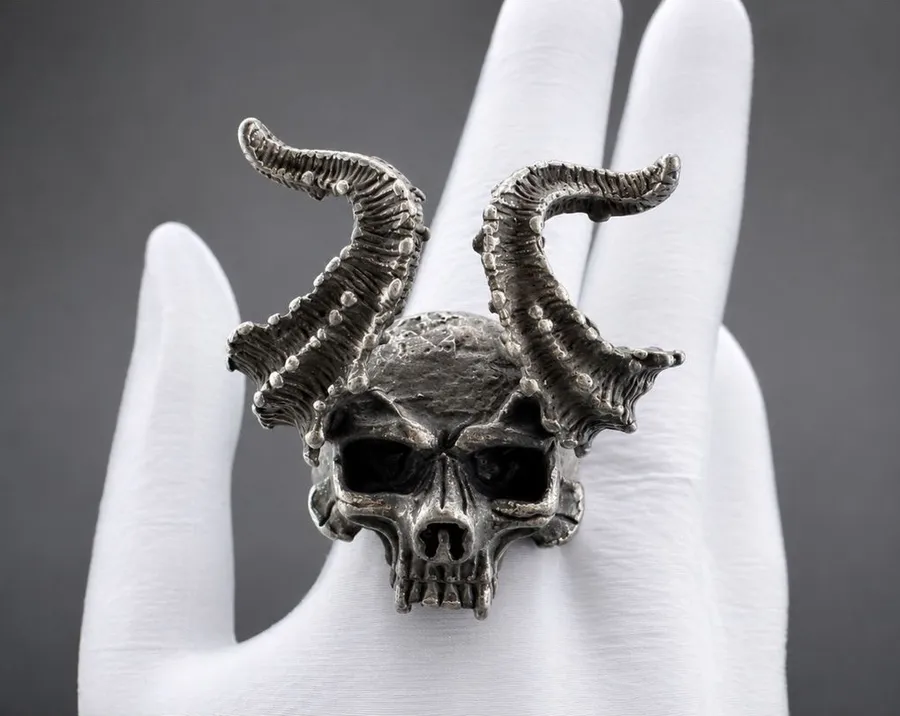 Men's Stainless Steel Skull Ring Size 12 Silver