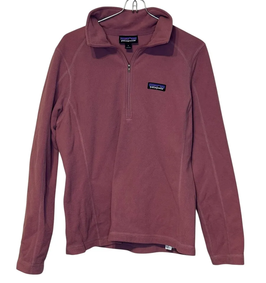 Patagonia Women's Sweater Top Micro D 1/4 Zip Fleece Pullover Pale Pink Small