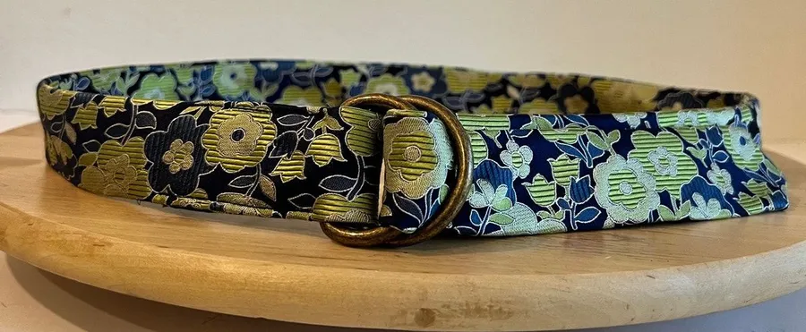J.Crew 100% Silk Blue Green Floral Wrap Belt Size Small Medium