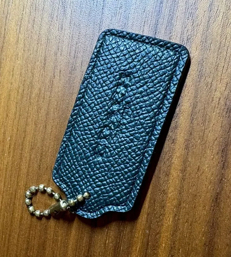 NWOT Coach Large Leather Tag Key Chain Dark Green With Gold Hardware