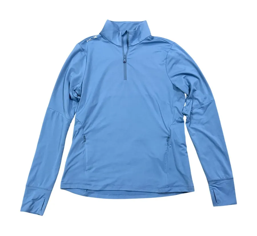 RLX Ralph Lauren Womens Blue Quarter Zip Pullover Golf Top Thumbholes M Size M