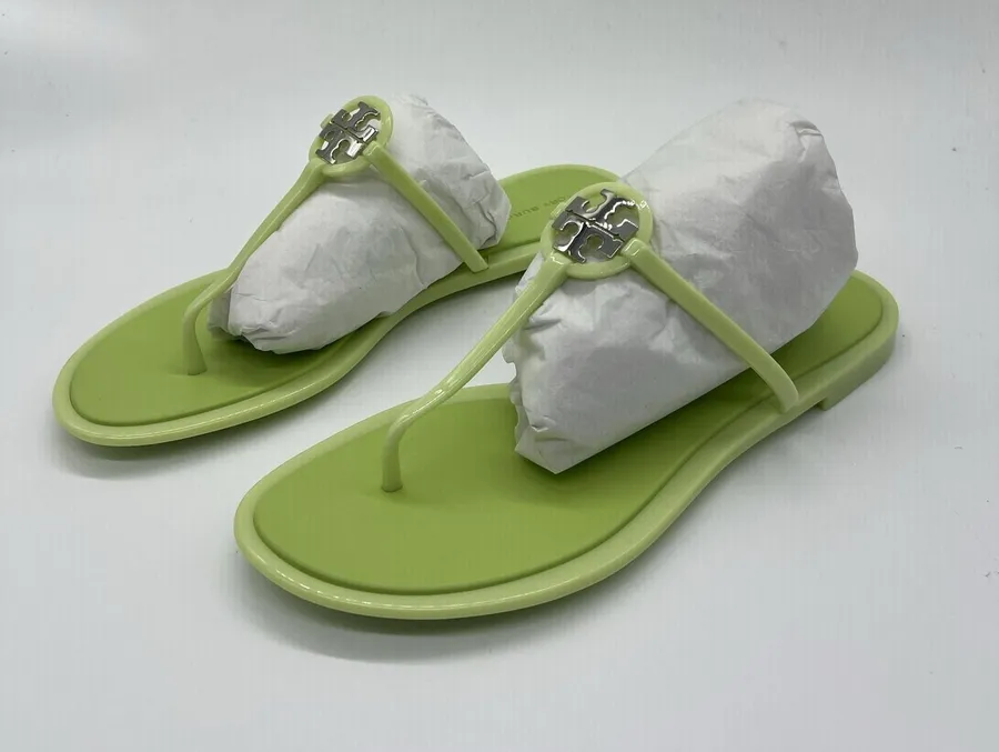 Tory Burch Sandals Womens Size 9 Green Mini Miller Jelly Thong Slip On Shoes