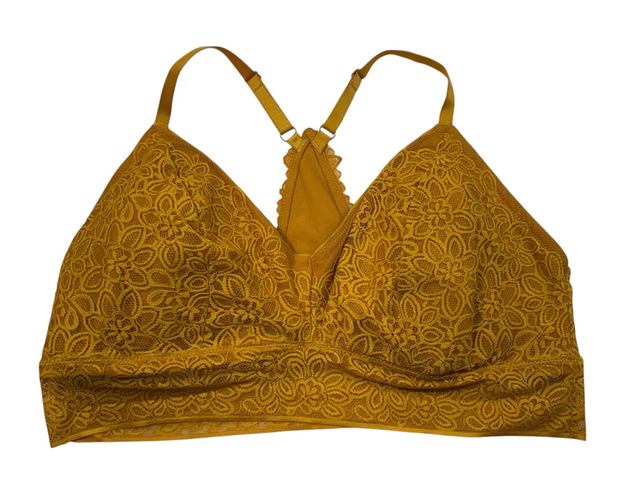 Aerie Dark Golden Yellow Lace Lined Adjustable Strap Bralette Brami Top XXL 2XL