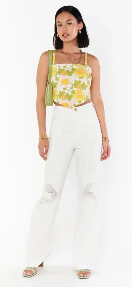 SHOW ME YOUR MUMU 90s Straight Distressed Jean in Seasalt Sz 26