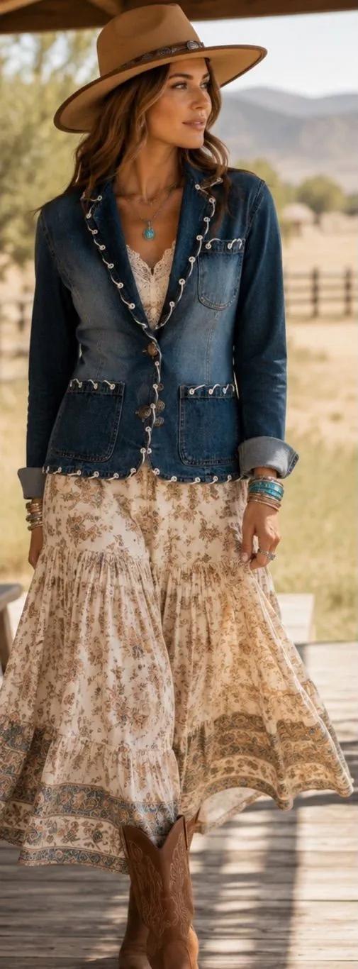 Vintage New Identity Denim Jacket Boho Lace Trim Button Front Cotton India~ Mđź’› Blue Size M