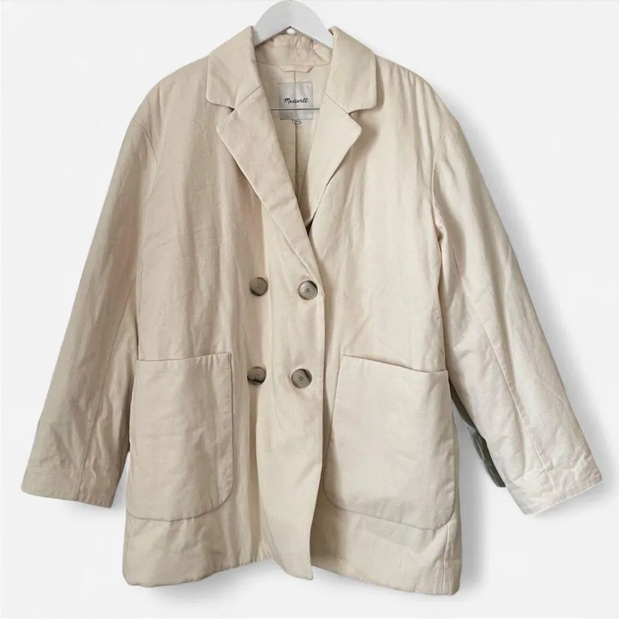 Madewell Undyed Padded Blazer Jacket in Natural