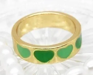 Size 7 Gold Green Heart Ring