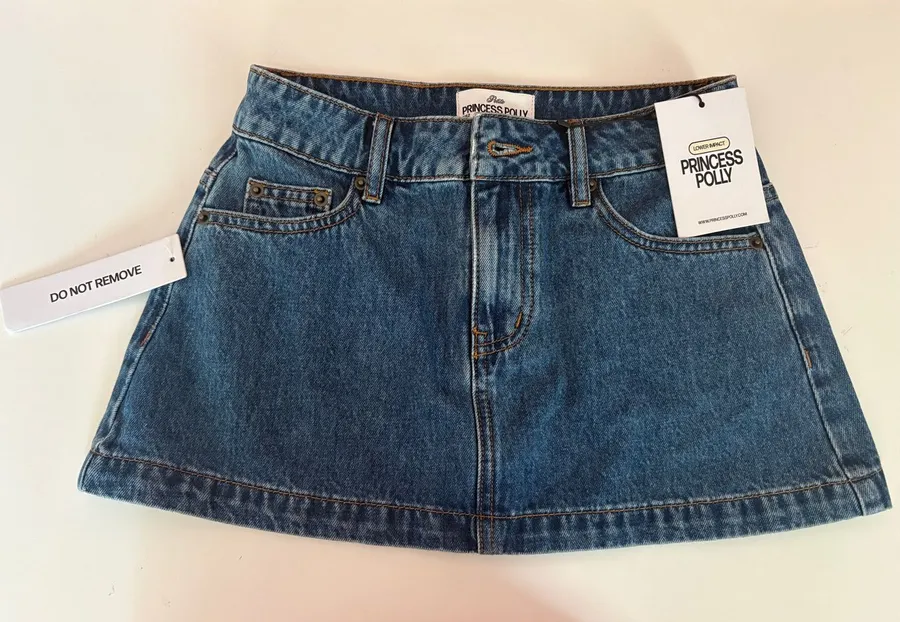 Princess Polly Blue Denim A-Line Mini Skirt