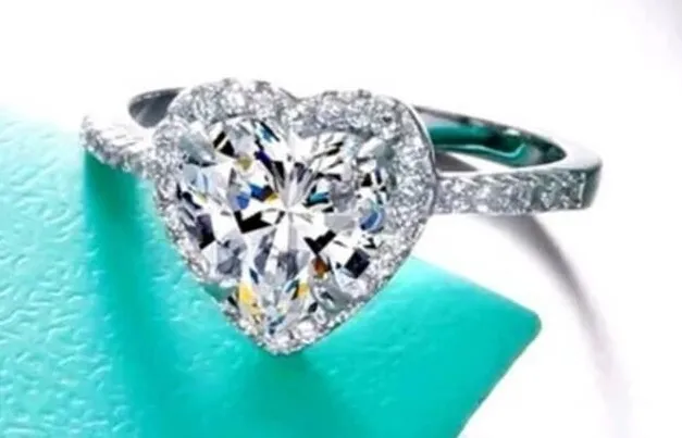 Silver Heart Cubic Zirconia Women's Ring Size 7 NEW IN BOX