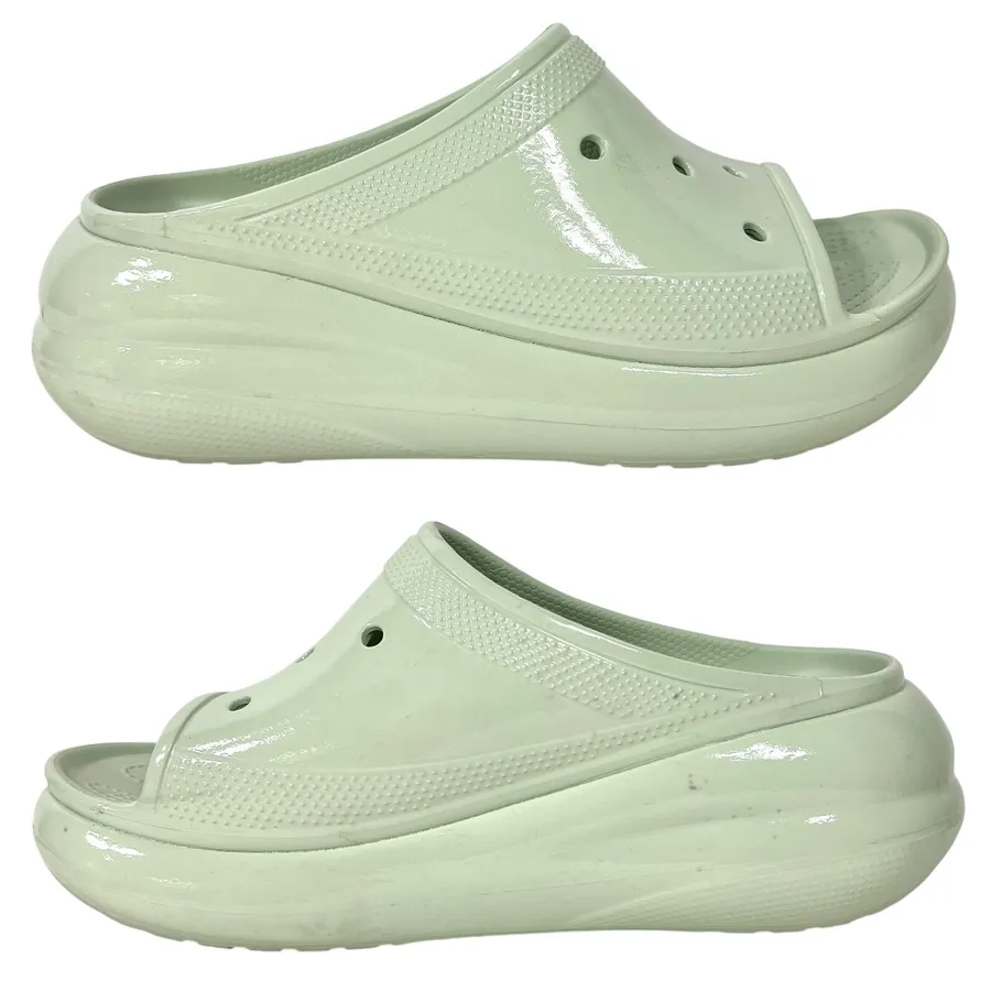Crocs Crush Platform Slides Sandals High Shine Light Green W11/M9 Chunky Shoes