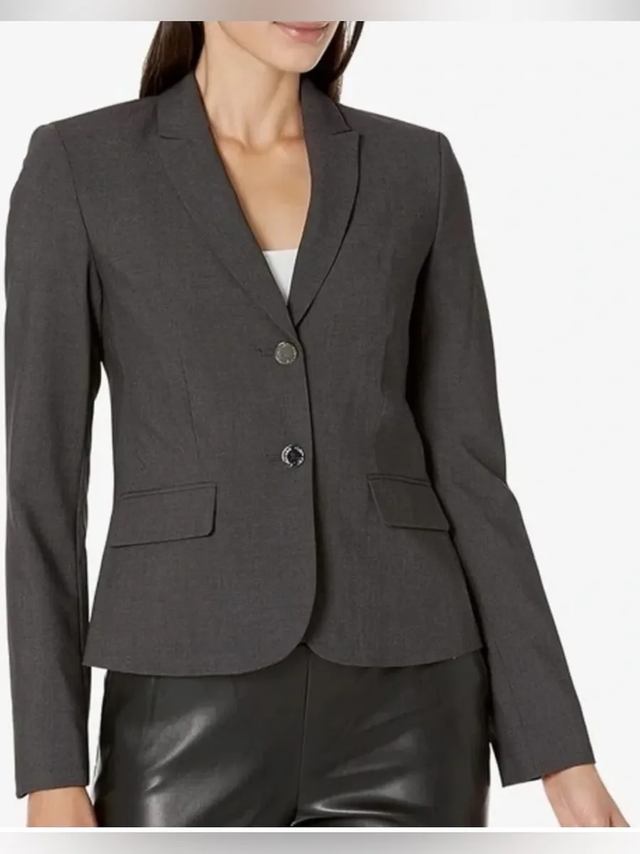 Calvin Klein Charcoal Gray Tailored Two-Button Blazer
