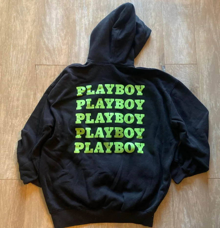 x Missguided Neon Green Logo Pullover Sweater Hoodie XL