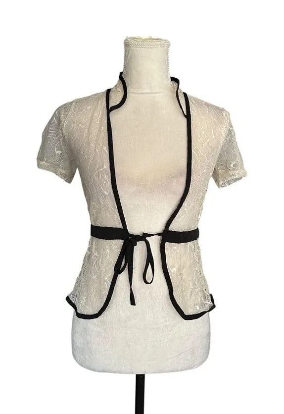 Kimchi Blue Lace Trim Jacket Tie Closure Boho Cottage Core Whimsigoth - Size S