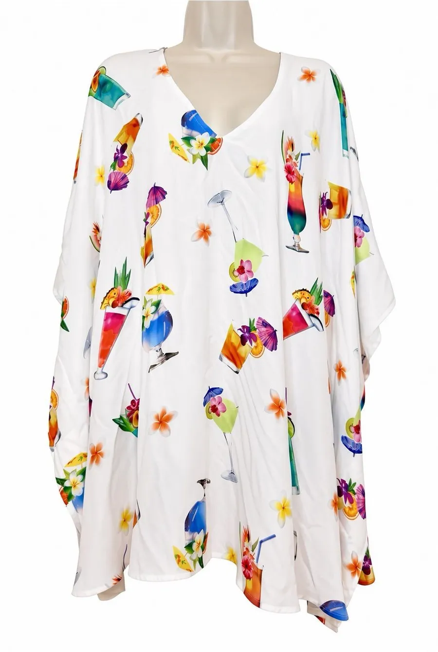 Show Me Your Mumu Size M White Tropical Cocktail Print Caftan Cover-Up
