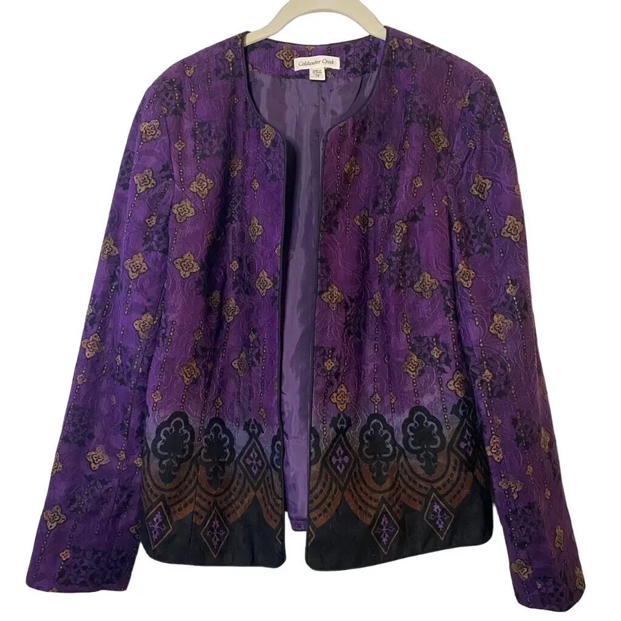 Coldwater Creek Jacket Women's Size 10 Purple art boho