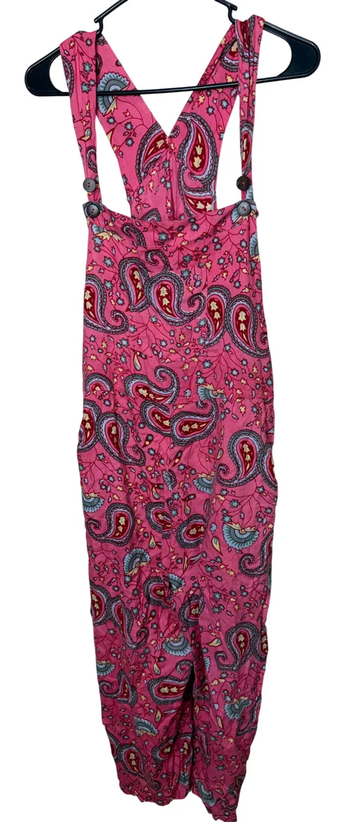 Sacred Threads Pink Paisley Wide Leg Jumpsuit Overalls Women's L/XL