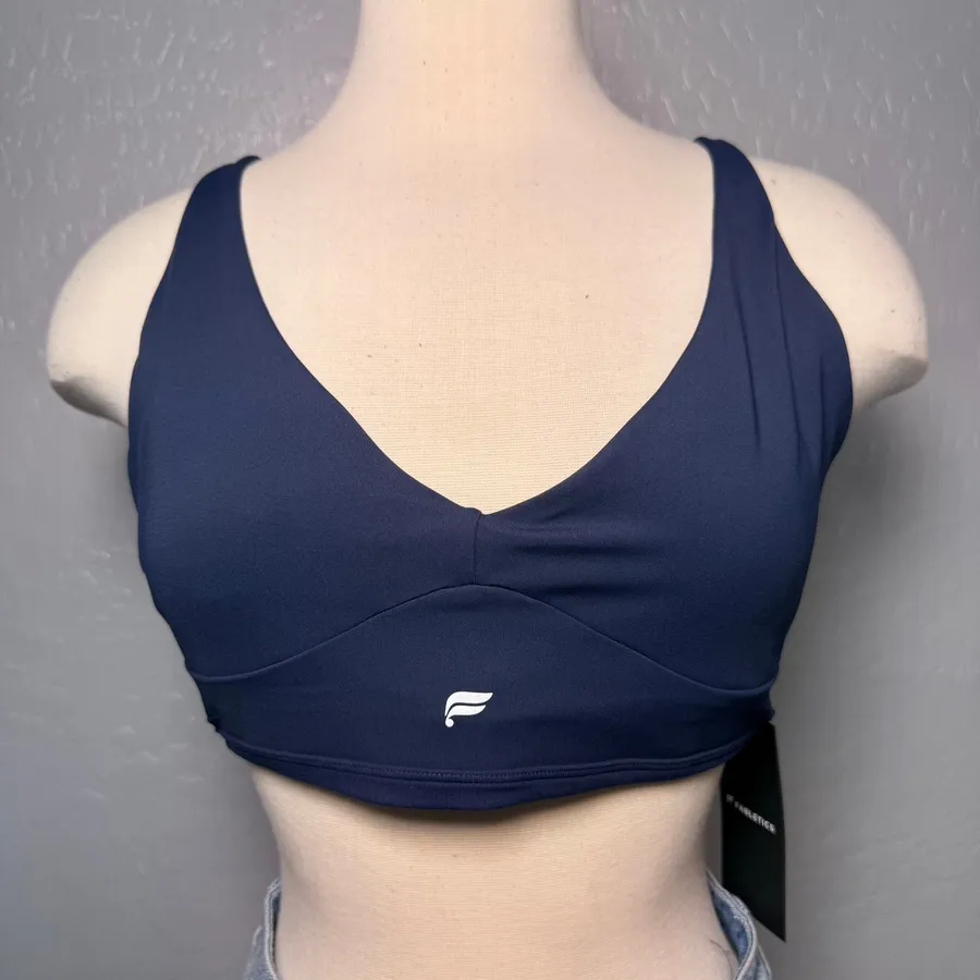 Fabletics PureLuxe Longline Low Impact Sports Bra Deep Navy Blue Medium M Yoga