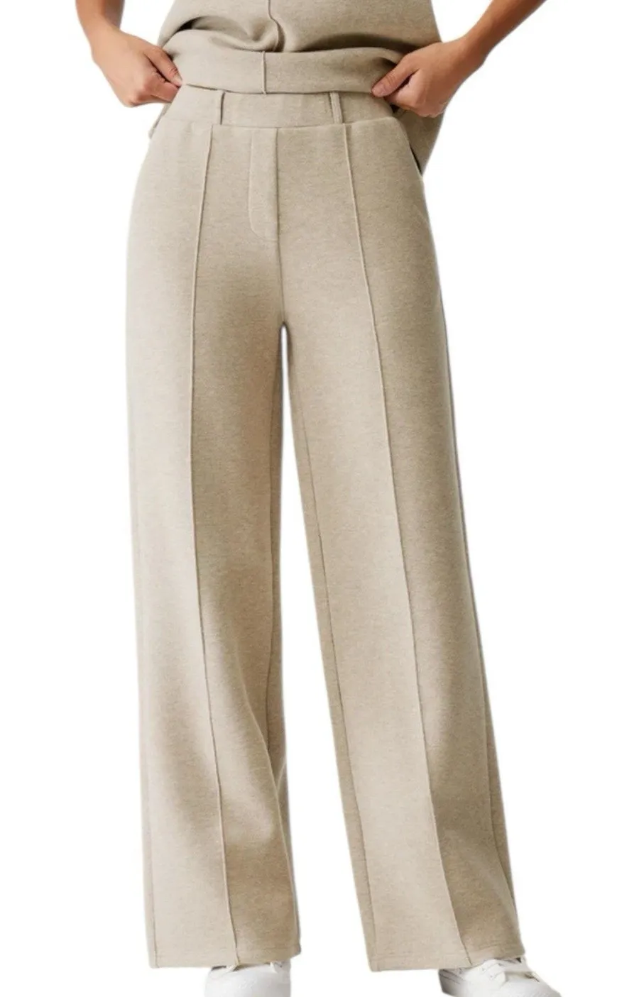 NWT OGL FuzzLuxe High Rise Straight Leg Pull On Pleated Pants Medium Morganite