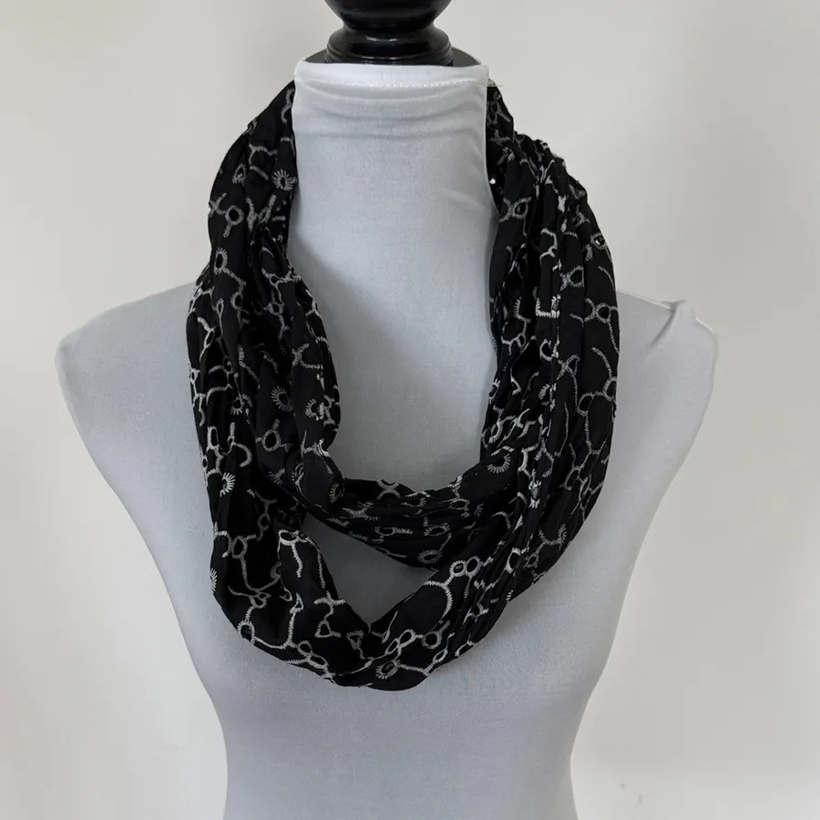 Chic Black and White Patterned Scarf