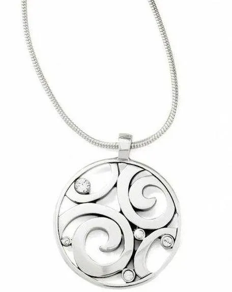 BRIGHTON JN1492 LONDON GROOVE NECKLACE Pendant Swarovskl Silver Scroll