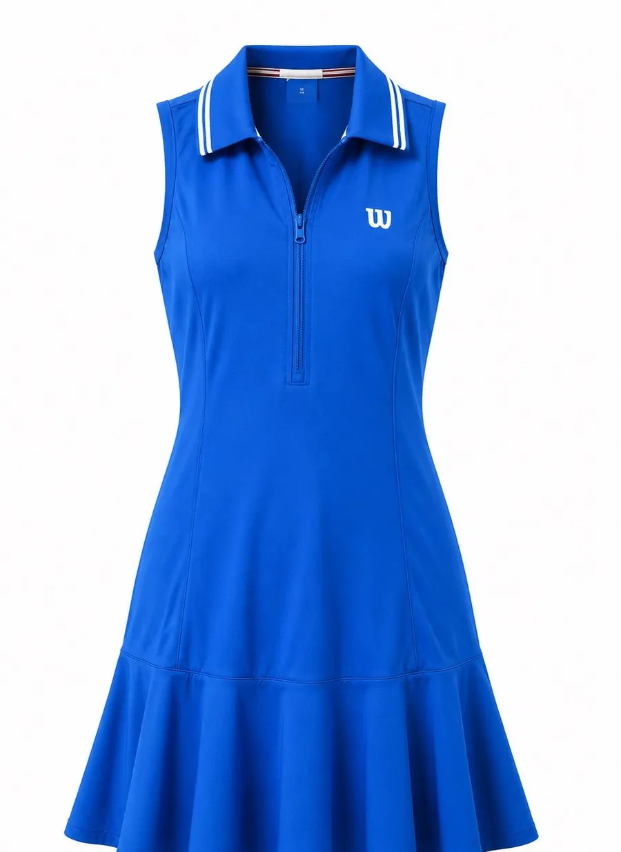 974 Wilson Tenniscore Blue Mini Dress Quarter Zip Preppy XS