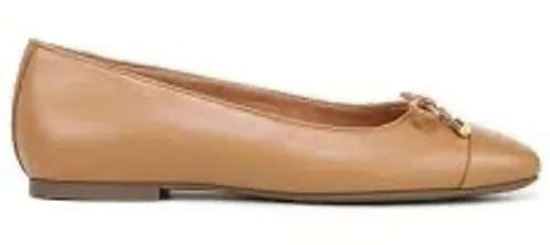 Vionic Klara Tan Leather Square Toe Ballet Flats Bow Detail Womens 11 Wide