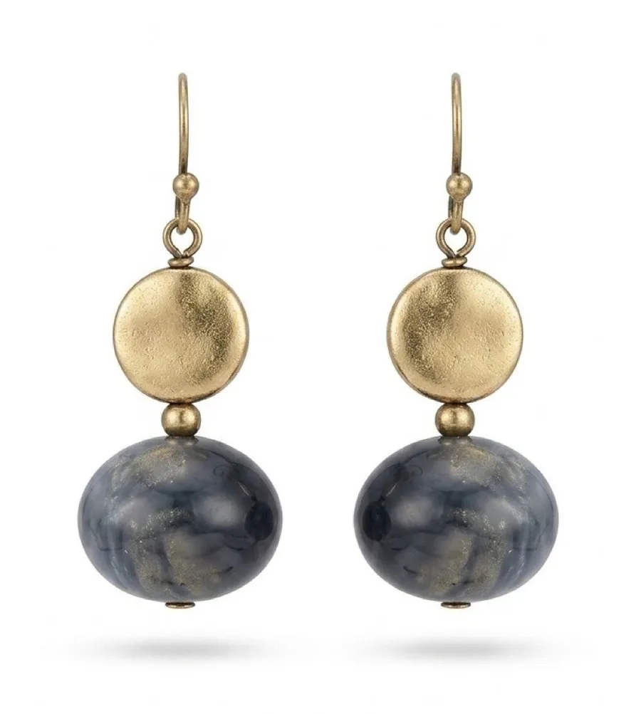 Elegant Blue and Gold Drop Earrings