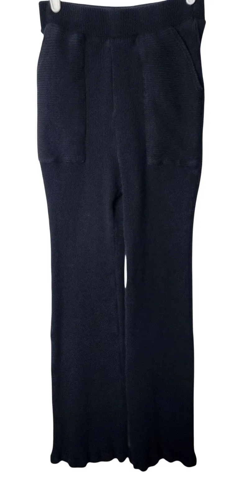 Free People Beach Black Knit Ribbed Casual Lounge Pull On Pants Size Small
