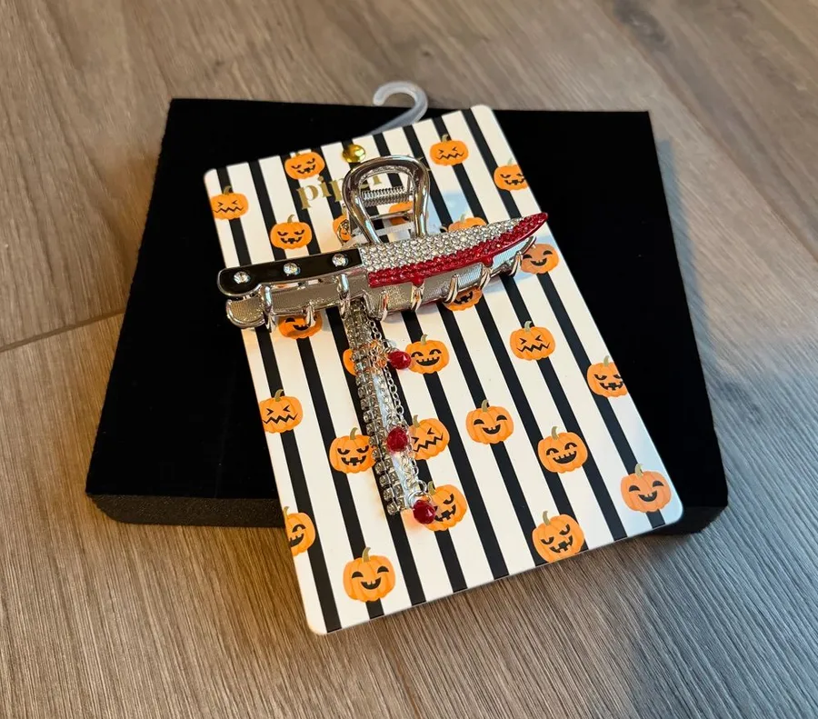 Piper K Red and Silver Halloween Knife Hair Clip