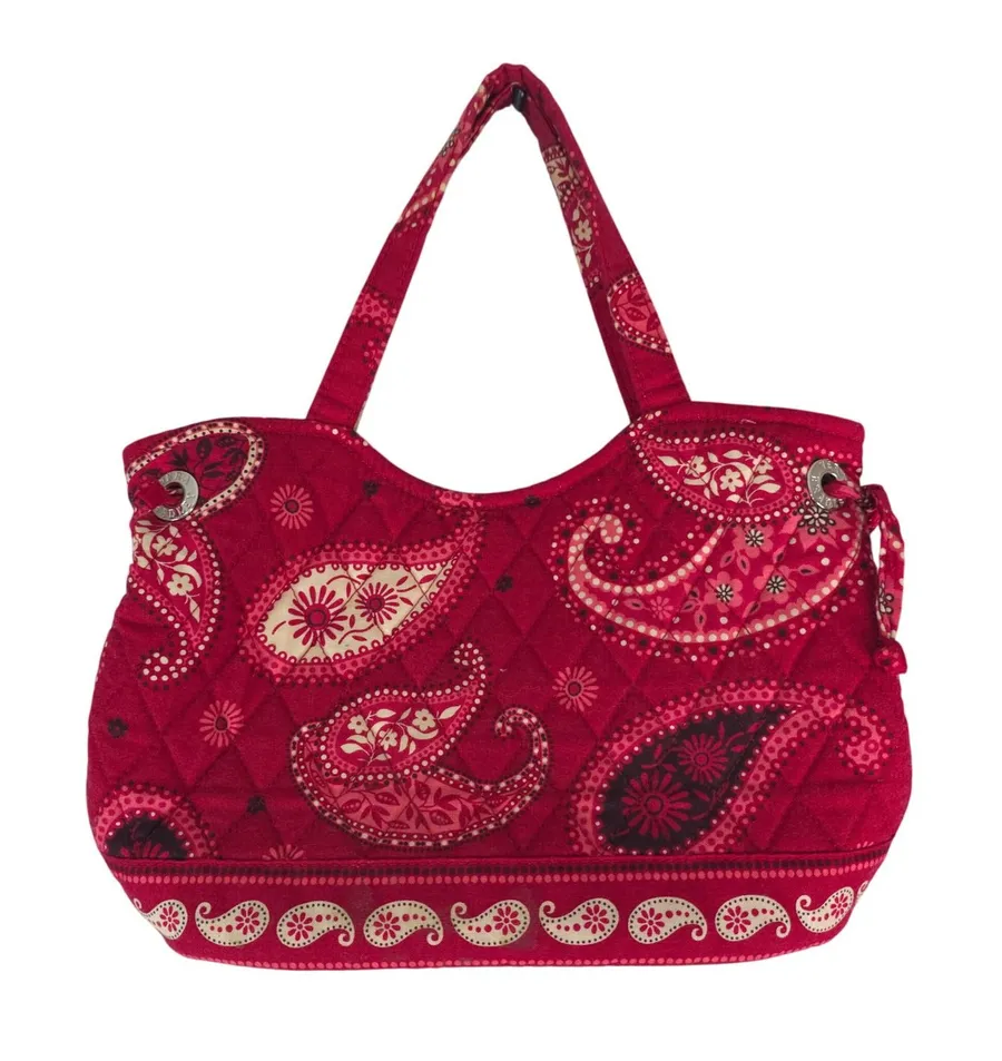 Vera Bradley Handbag Womens Small Red Paisley Quilted Cotton Boho Bag