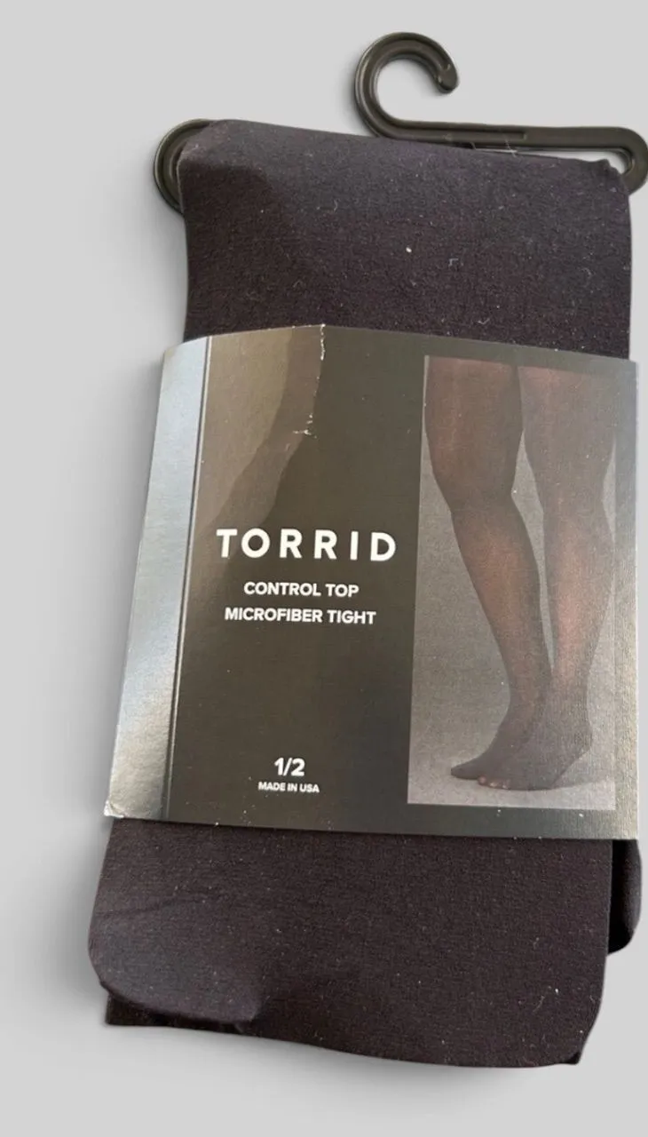 TORRID Black Control Top Microfiber Tights