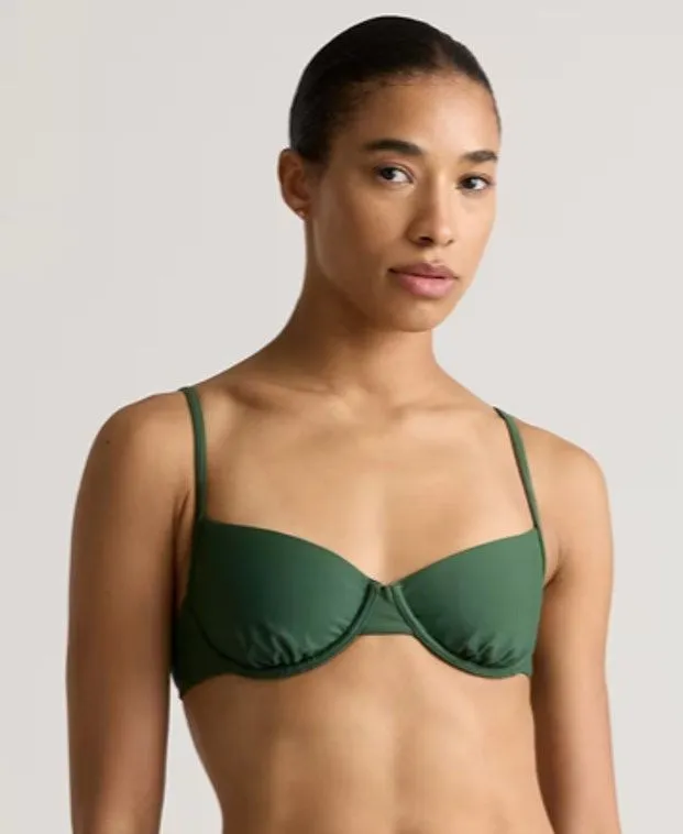 Quince Italian Demi Bikini Swim Top Underwire Palm Green Size XL NEW