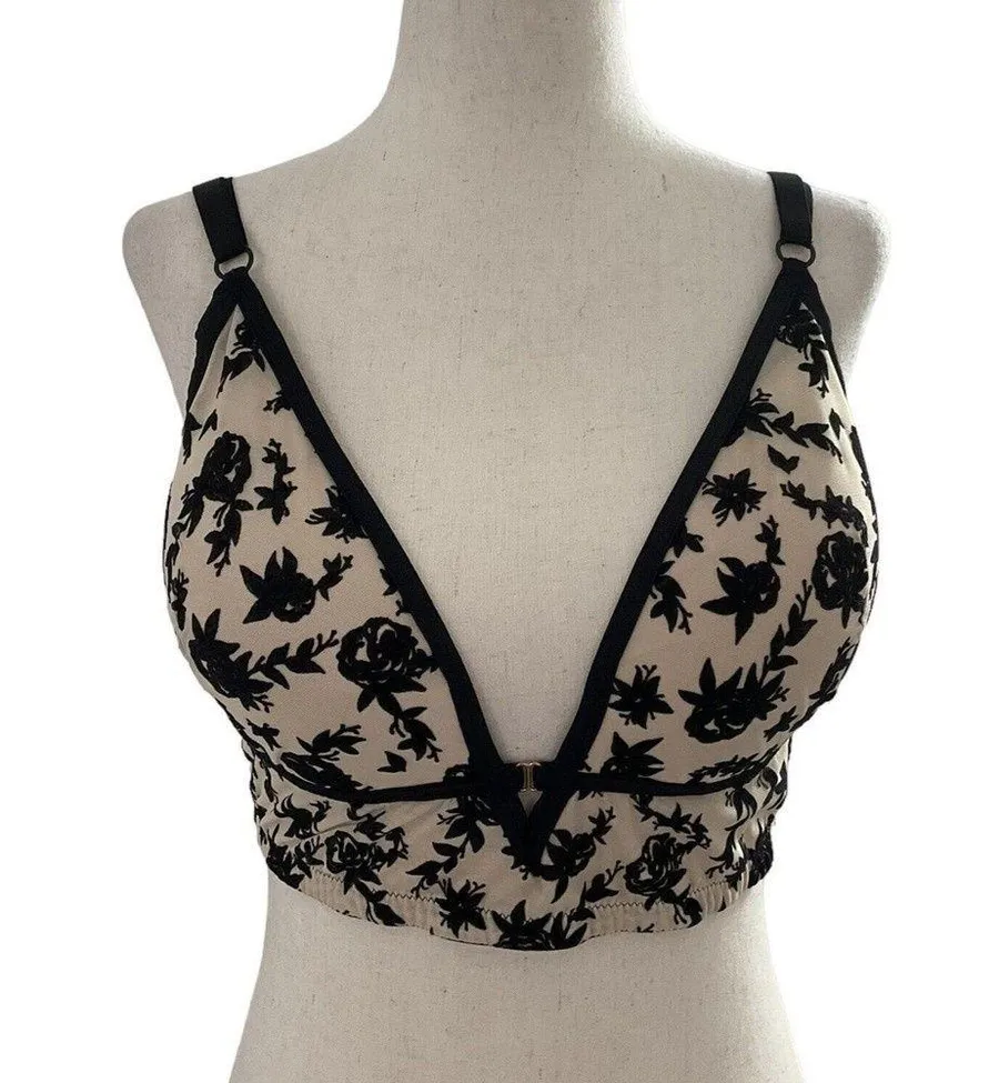 INC International Concepts Women Sz XL Bra Bralette Beige Black Bra (10F-2P)