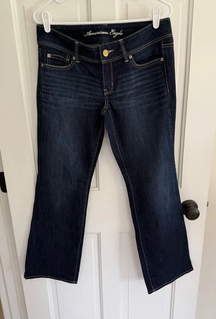 American Eagle Slim Boot Jeans Women’s Size 8 Short Dark Wash Stretch Denim
