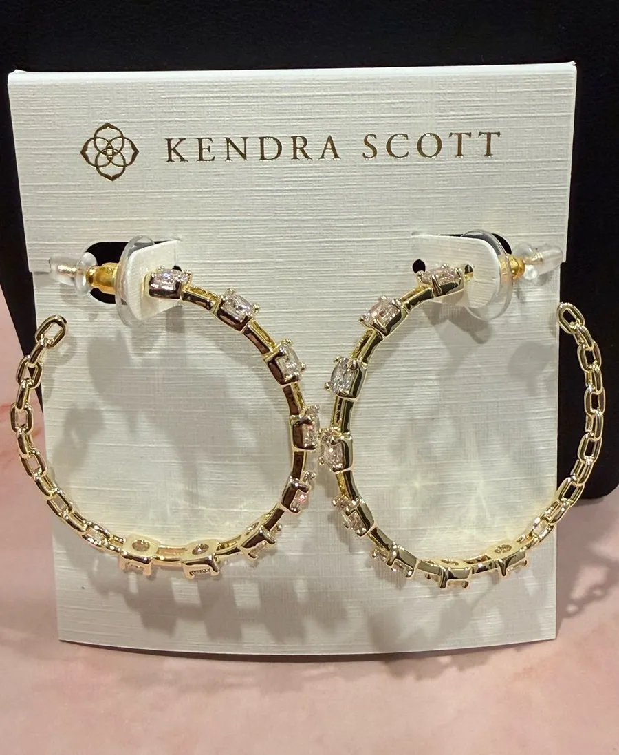Kendra Scott | Gold Plated Crystal Hoop Earrings | Medium