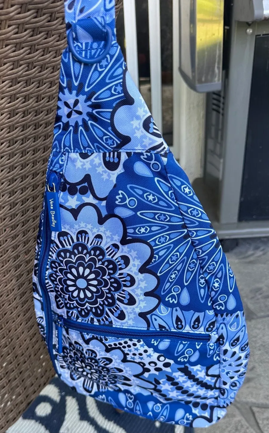Vera Bradley Essential Sling Backpack Blue Star Medallion EUC