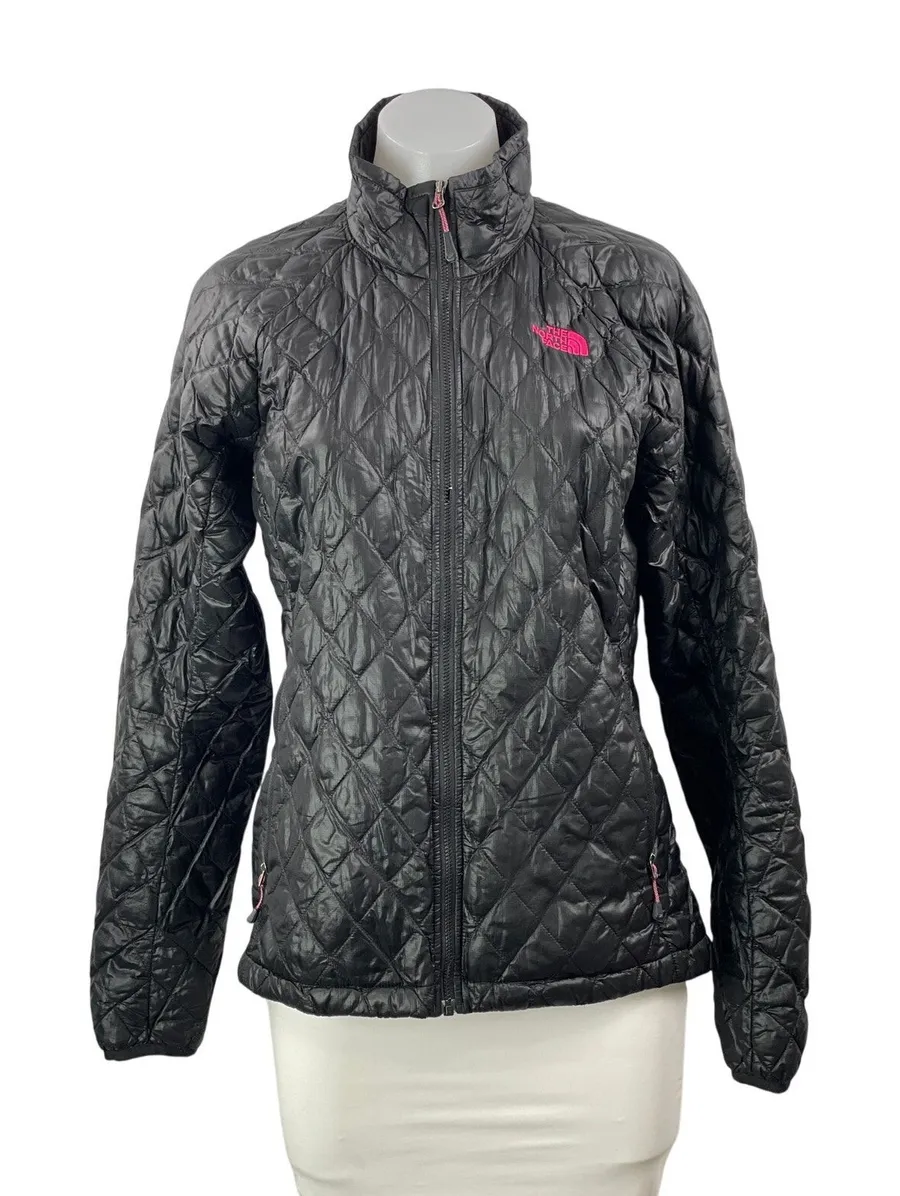 The North Face Thermoball Black Long Sleeve Full Zip Quilted Puffer Jacket Sz M
