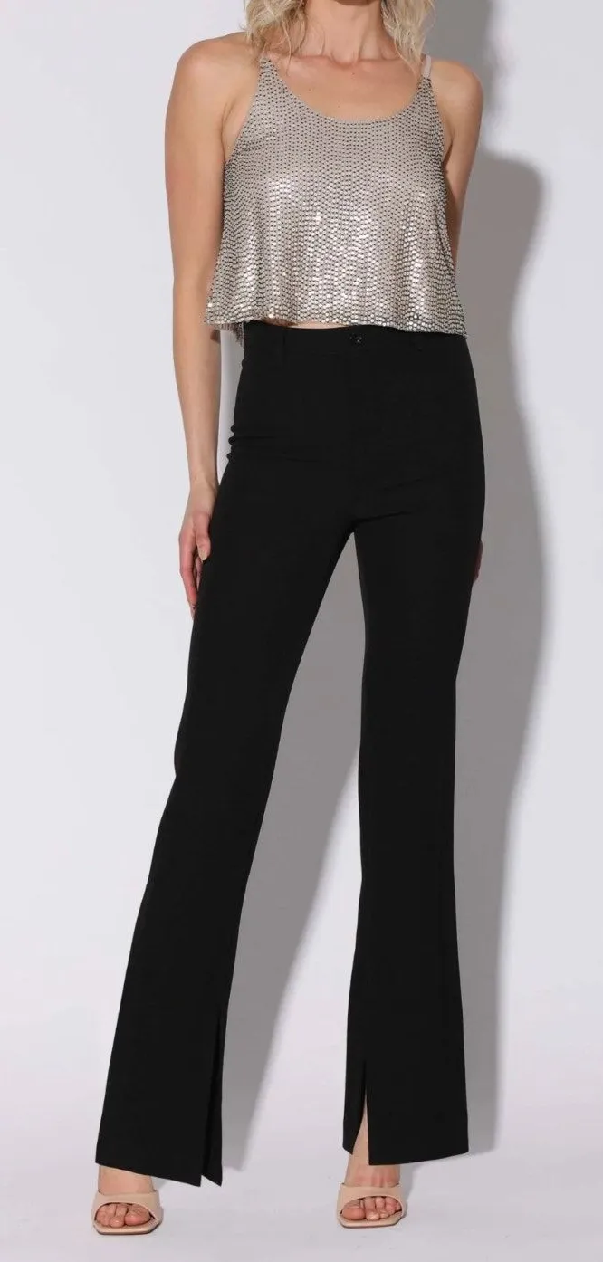 Walter Baker Atlas Wide Leg Pants Black Trouser Minimalist Office Slit Small NWT